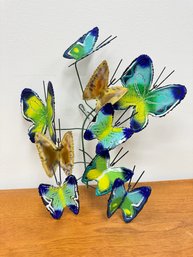 1969 Curtis Jere - Enamel And Brass Butterfly Wall Hanging