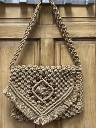 Handcrafted Beige Macramé Boho Shoulder Bag