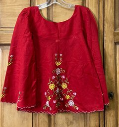 Vibrant Red Traditional Filipiniana Kimona Blouse