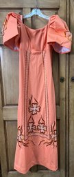 Peach-colored Traditional Filipiniana Terno Gown