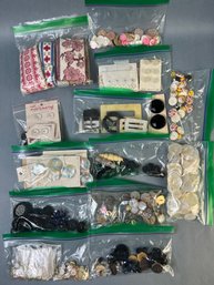 Lot Of Buttons And Sewing Supplies.
