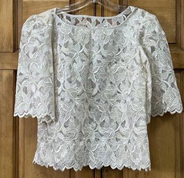 White Floral Lace Short-sleeve Top