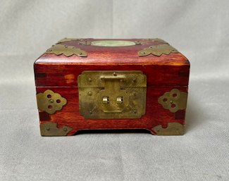 Vintage Rosewood Jewelry Box With Brass Details And Hardware