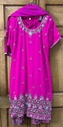 Bright Magenta Pink Embroidered Kurti