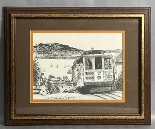1979 Black-and-white Print Or Lithograph Of A San Francisco Cable Car By Artist C. F. Stanbrough