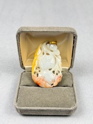 Carved Jade Pendant With 10k