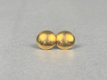 14k Gold Button Earrings