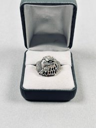 Wheeler Mfg. Sterling Silver Diamond-cut Eagle Head Ring With Genuine Black Onyx Inlay, Size 10