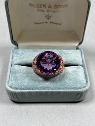 14k Rose Gold And Amethyst Ring Sz 10