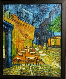 Signed Van Gogh Representation Caffe Terrace Oil On Canvas Framed *local Pick Up Only*