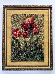 Large Vintage Rock Art With Acrylic And Glass