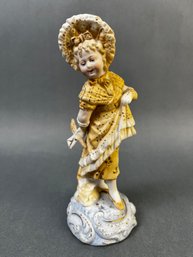 Vintage Porcelain Young Lady Wit A Fan.