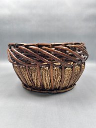 Wood And Grass Decorative Basket