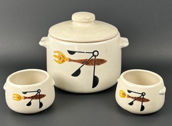 West Bend Stoneware Soup Pot With Bowls