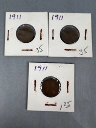 3-1911 Lincoln Pennies