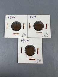 3-1914 Lincoln Pennies