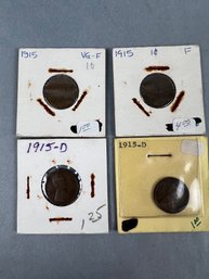 4-1915 Lincoln Pennies 2 Are Ds