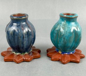 Signed Studio Pottery Candle Stick Holders