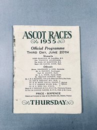 1935 Ascot Races - June 20th Official Programme
