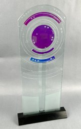 Signed Vintage Reflective Glass Art On Stand *local Pick Up Only*