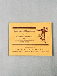 1937 University Of Washington Foot Ball Schedule And Miniature Summarized Score Card