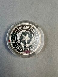 1 Troy Ounce .999 Fine Silver Round Commemorating The Texas Sesquicentennial