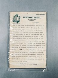Vintage 1939 San Francisco Travel Letter – New Dalt Hotel Stationery