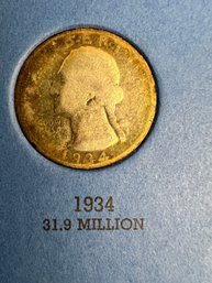 5 Quarters In  Washington Quarters Minted From 1932 To 1945 Folder
