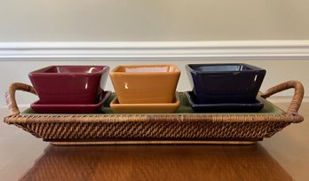 8 Piece Pampered Chef Simple Additions Serving Dishes And Basket