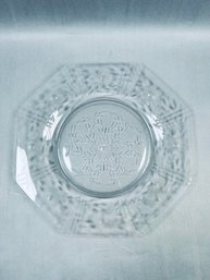 Vintage Depression Glass Crystal Etched Motif Serving Platter
