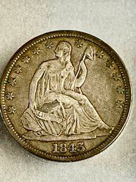 1843 U.S. Seated Liberty Silver Half Dollar Coin