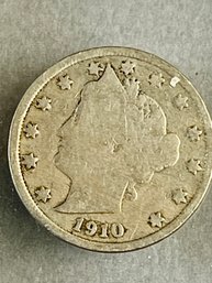 Circulated 1910 Liberty Head 'V' Nickel