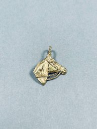Diamond Cut 14K Yellow Gold Horse Head Pendant