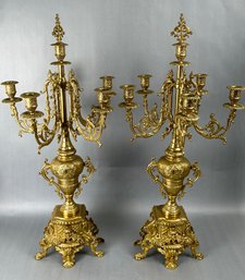Vintage Italian Made Gold Brass Candelabras *local Pick Up Only*