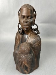 Signed Vintage African Hardwood Mother & Child Sculpture *local Pick Up Only*