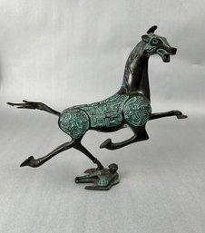 Vintage Chinese Flying Horse Metal Statue
