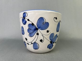 Vintage Blue Floral Italian Planter