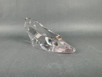Glass Shoe With Gold Bow