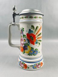 Vintage Czech Hand-Painted Ceramic Beer Stein