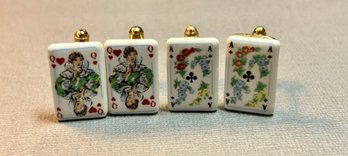 Set Of 2 Vintage Porcelain Card Cufflinks