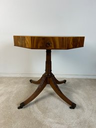Octagon Carved Leg & Leather Inlay Top Table (#1)
