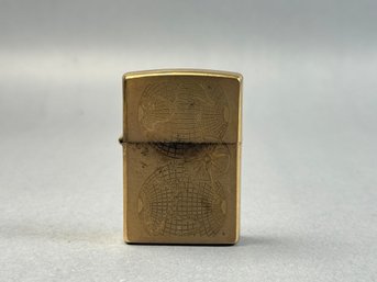 Zippo World Map Design With An Antique Brass Finish