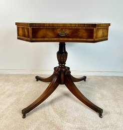Vintage Octagon Pedestal Leather Inlay Top Table - Weiman Heirloom Tables (#1)