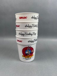 Four Happy Birthday Bugs Plastic Cups