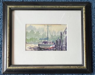 Framed Postcard Picture Of Sailboat