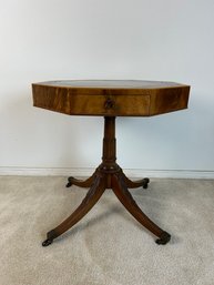 Vintage Octagon Carved Leg & Leather Inlay Top Tabel (#2) - Weiman Heirloom Tables