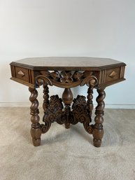 Heavily Carved Octagon Entry - Side Table