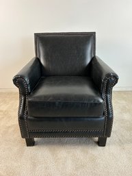 Abbyson Black Leather Chair With Nail Head Trim