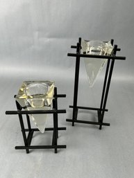 Glass Tea Light Holders On Metal Geometric Stands Decor *local Pickup Only*