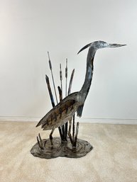 Handcrafted Metal Crane Welded Sculpture - Jim Brummitt
